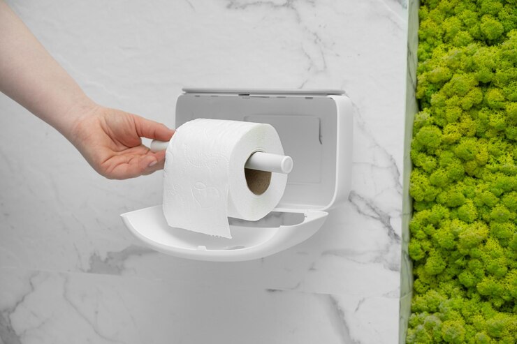 a hand holding a roll of toilet paper with the word toilet on it
