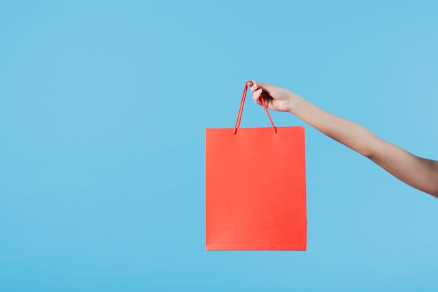 Hand holding shopping bag