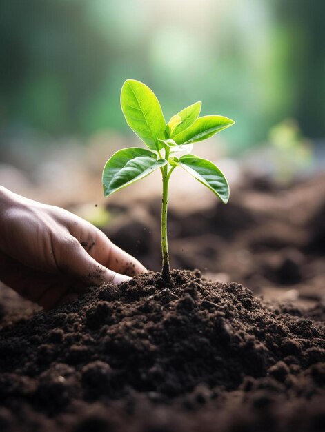 a hand holding a small plant with the words " sprout " on the background.