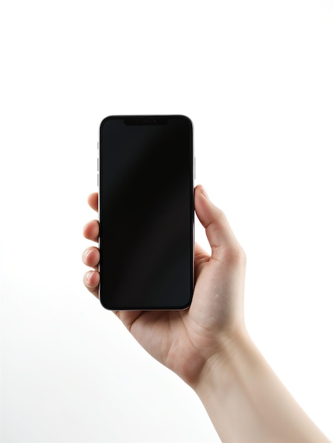 hand holding a smartphone with a black screen