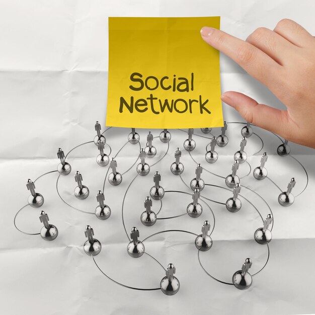 Hand holding sticky note social network 3d stainless human social network