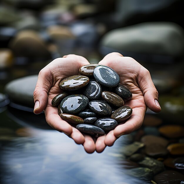 hand holding a stone