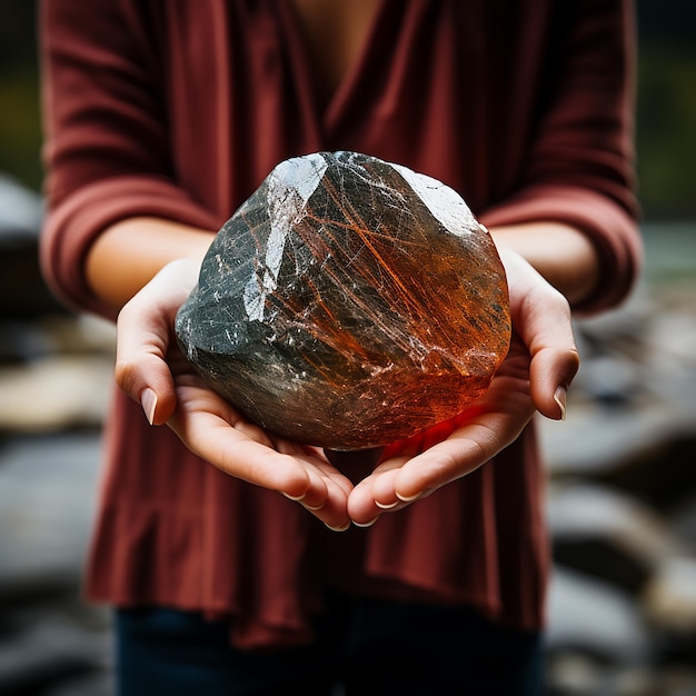 hand holding a stone