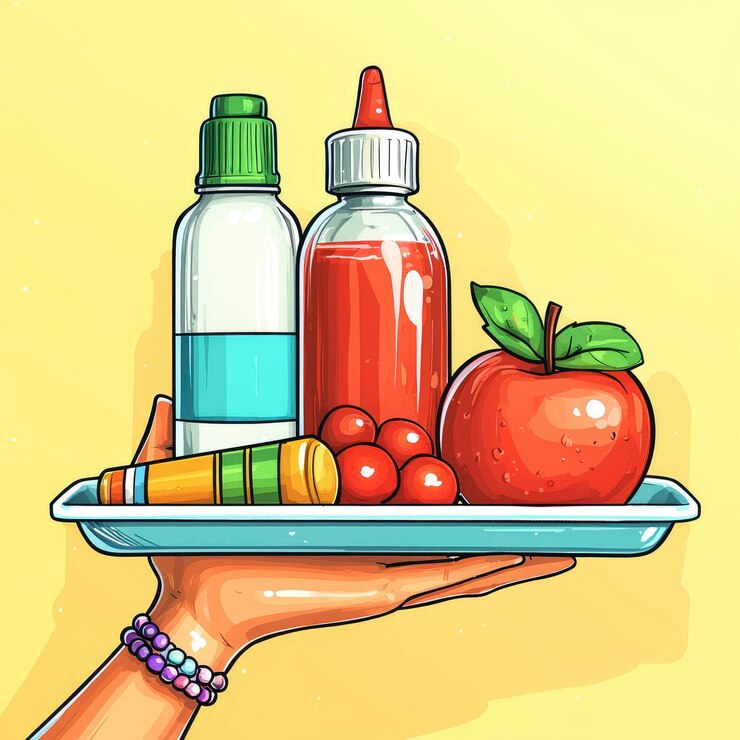 Photo ケチャップ アップル と 他 の 調味料 を 持っ て いる トレイ