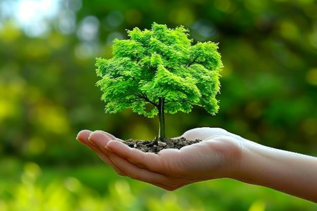 a hand holding a tree with the word tree on it