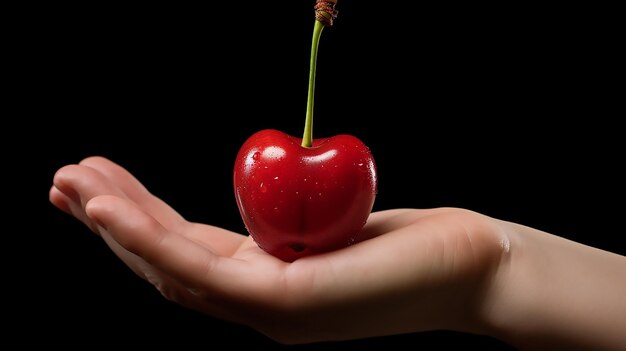 Hand Holding Two Cherries with Care