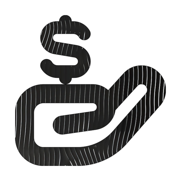 hand holding usd icon black white lines texture