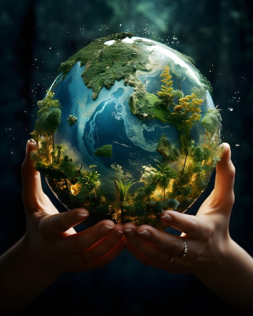 hand holds the Earth