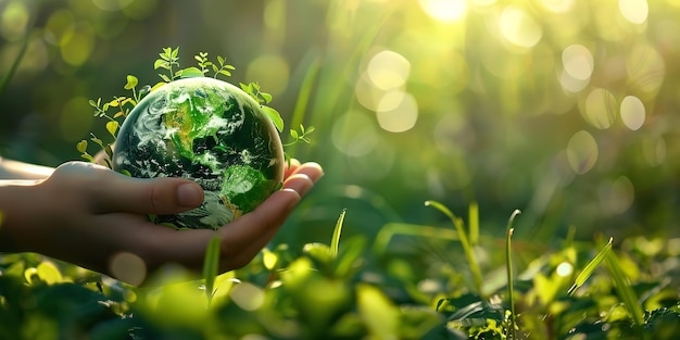 Photo a hand holds a globe with the world on it