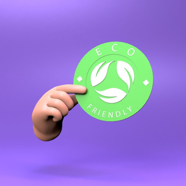 The hand holds an icon on the theme of ECO Ecology concept 3d render illustration