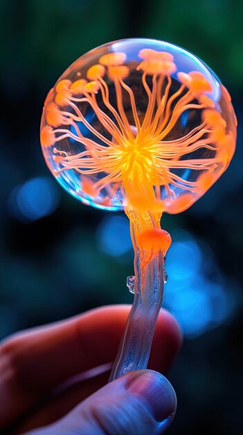 a hand holds a lollipop that is called a flower.