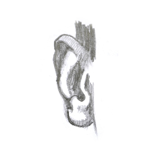 Photo hand illustration ear isolated on white background