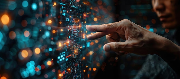 hand interacting with digital interface