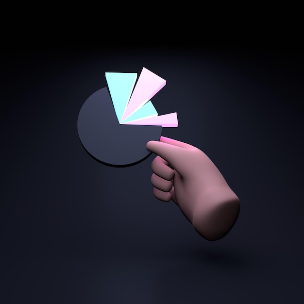 The hand is holding a histogram 3d render illustration