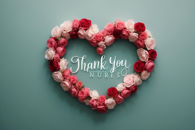 Hand lettered thank you nurses with heart ar c