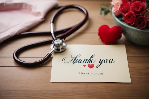 Photo hand lettered thank you nurses with heart