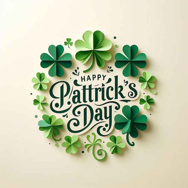 Photo hand lettering saint patricks day greetings poster card with clover shapes vector illustration