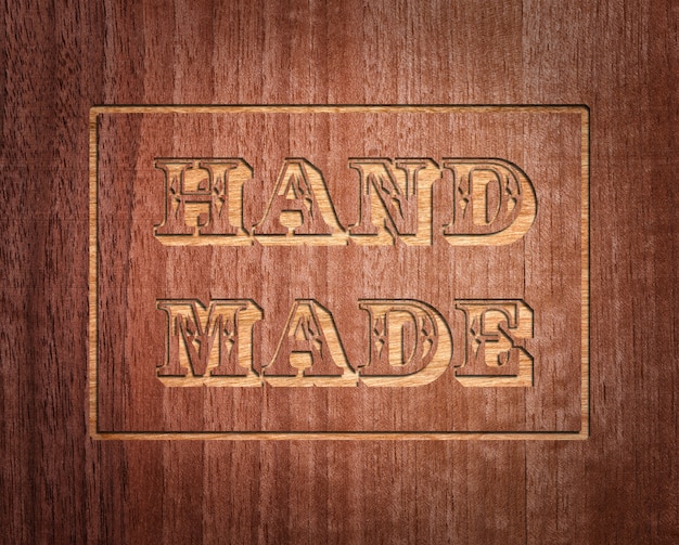 Hand made text carved on wood