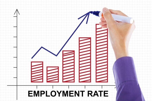 Hand making employment rate chart