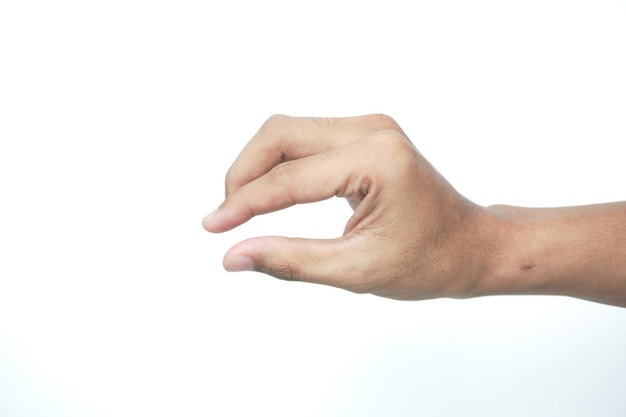 Photo hand making gesture while taking something isolated hand showing or holding something closeup