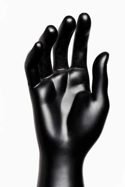 hand of male black mannequin on a white