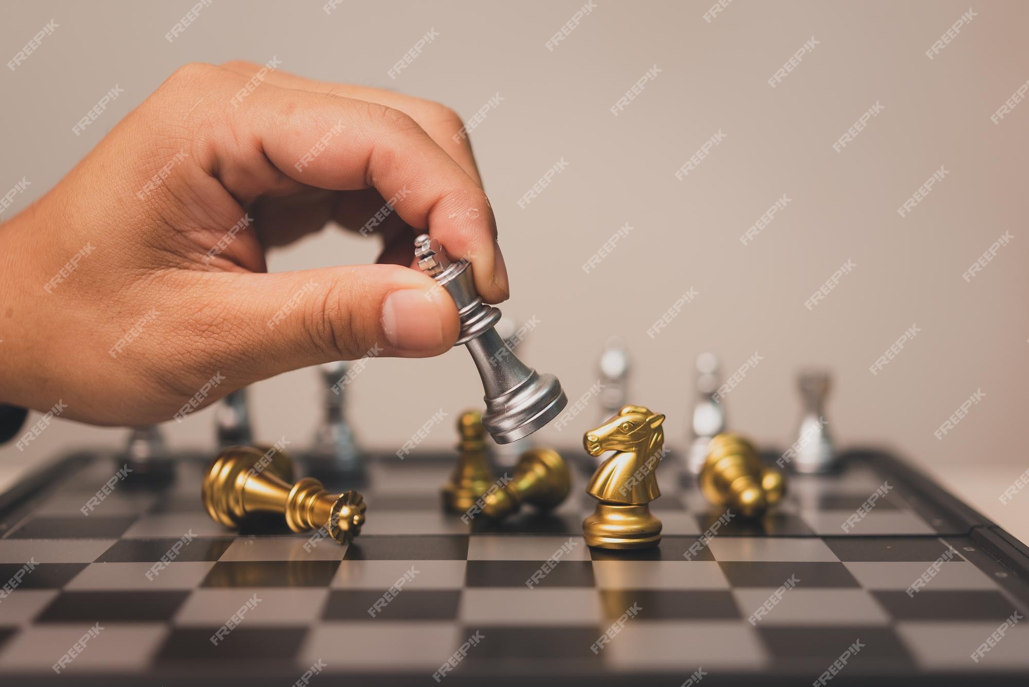 Man playing chess. Play with God or with yourself. Concept - strategy  goals, efforts, plans. Stock Photo