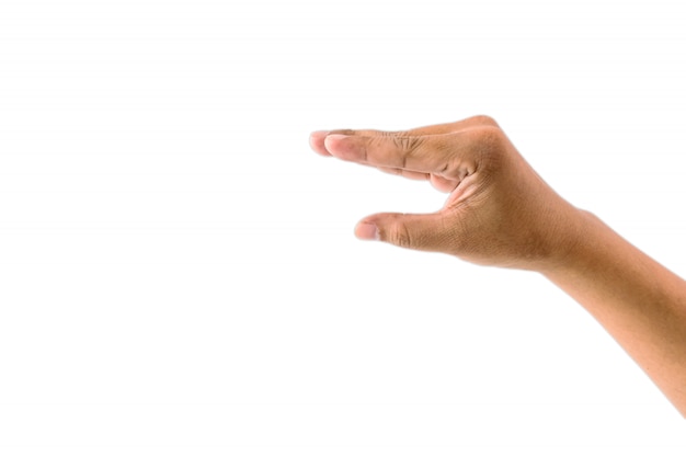 Hand of man is showing sign of acting hand isolated