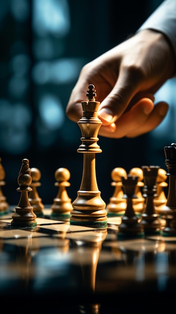 A skilled hand deftly slides a chess piece marked Chess across Vertical Mobile  Wallpaper AI Generated 31597126 Stock Photo at Vecteezy