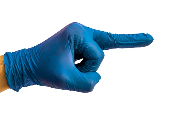 Hand in a medical glove Gesture and symbol Hand gesture Concept for design Medicine Diagnosis Deaf