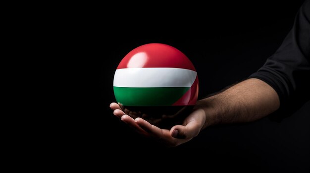 "Hand met bal met vlag van Palestina"