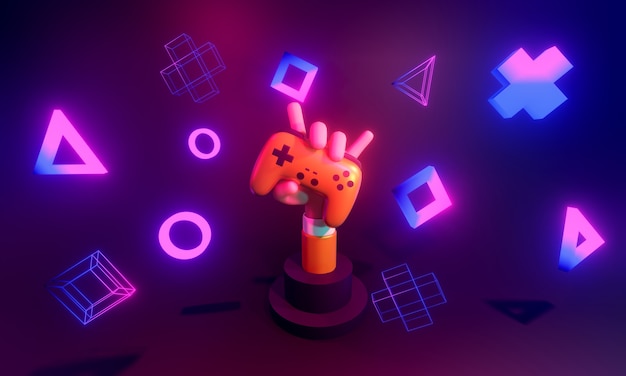 Hand met draadloze joystick