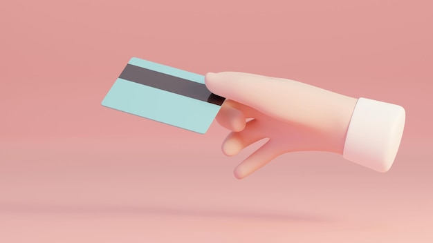 Hand met een creditcard geïsoleerd op achtergrond 3D Rendering