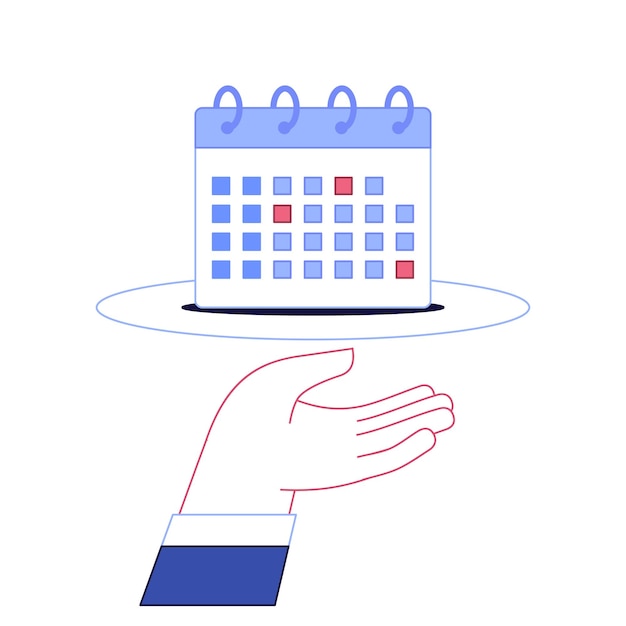 Hand met icoon van de kalender