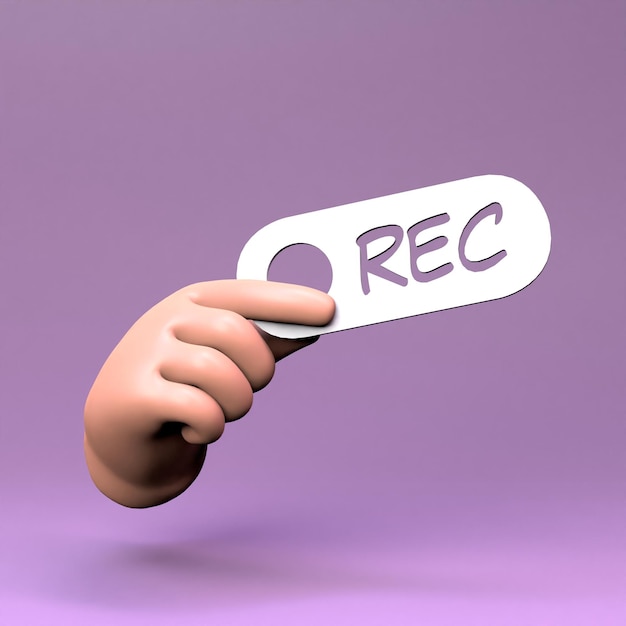 Hand met recordpictogram 3D render illustratie