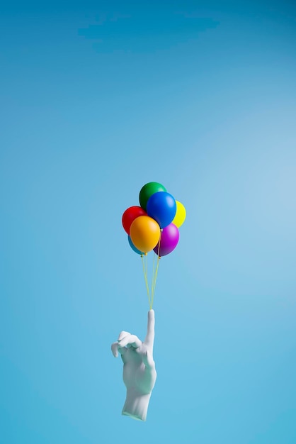 Hand met regenboogballonnen tijdens de LGBT-keuze 3d render