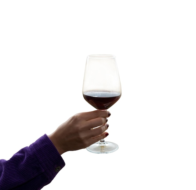 Hand met wijnglas