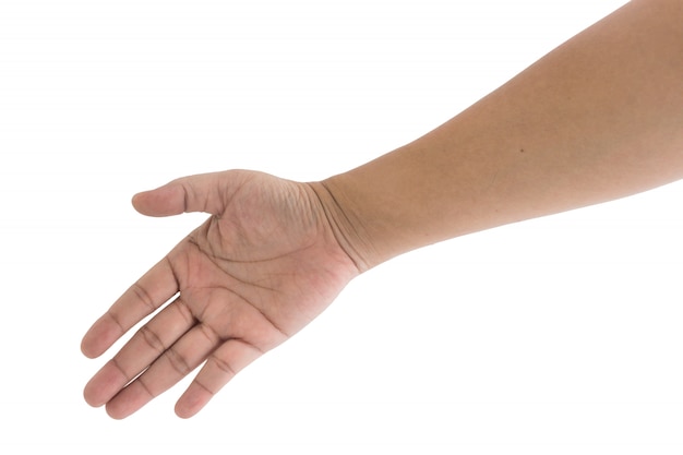 Фото Рука человека показывает полный рука с пальцем изоляции