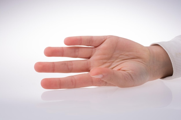 Hand open for a gesture isolated on white background