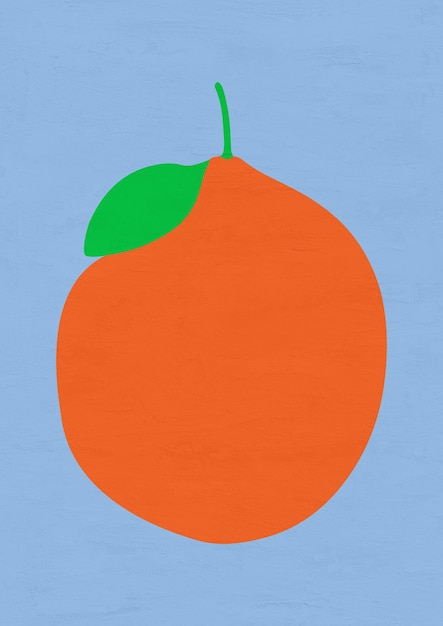 オレンジ色の果物の手描きの抽象的な現代美術のアクリル画