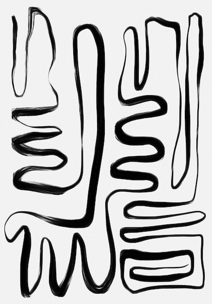 Foto dipinto a mano in bianco e nero minimalista ink line art linee estetiche modern abstract bw art
