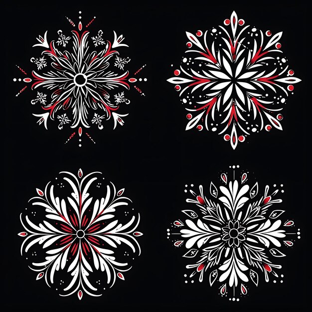 Hand Painted Ceramic Snowflake Borderlines Design With Hand Decorations Object Art Line Concept