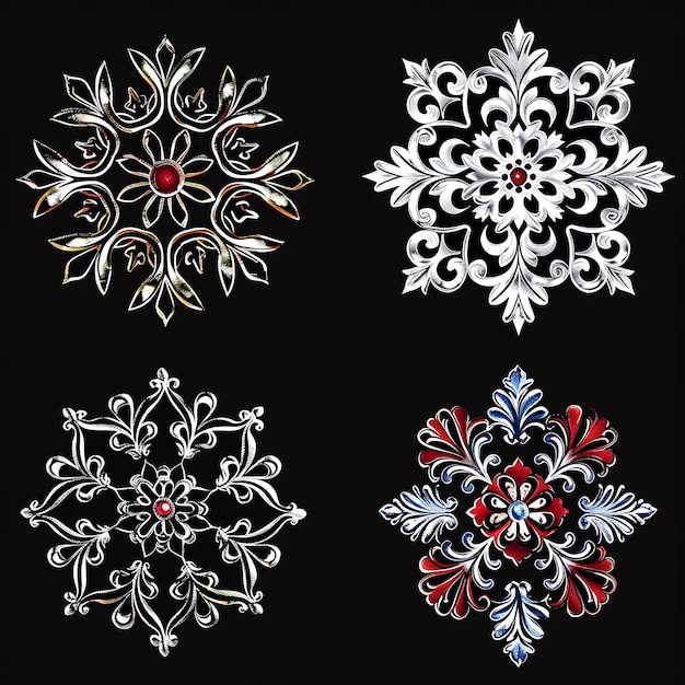 Hand Painted Ceramic Snowflake Borderlines With a Majolica E Decorations Object Art Line Concept