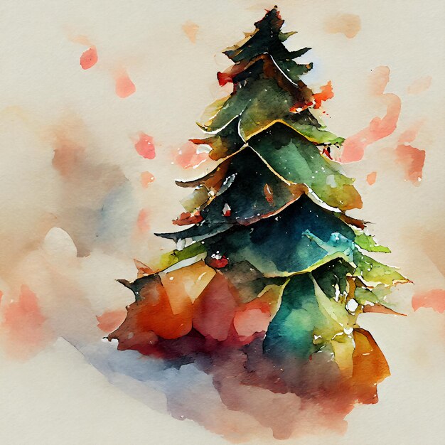 Premium Photo Hand painted christmas tree
