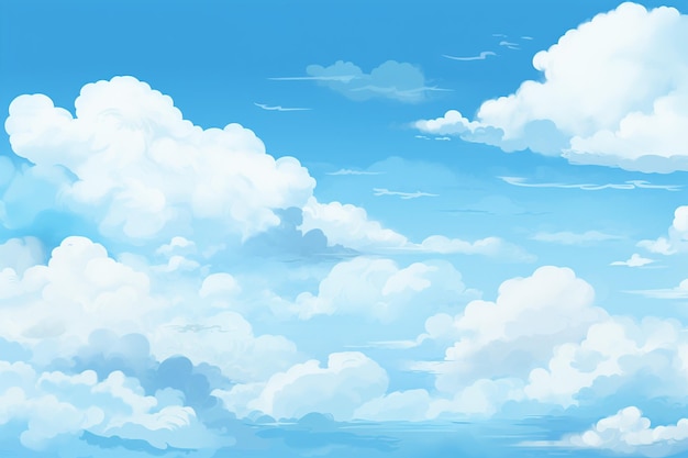 青い空の背景に手で描かれた雲