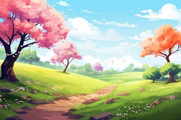 Hand painted colorful spring background