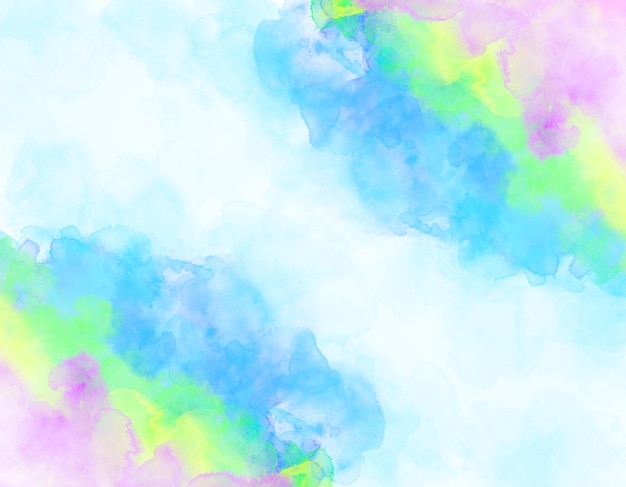 하늘과 구름 2와 손으로 그린 colorfull 수채화 배경