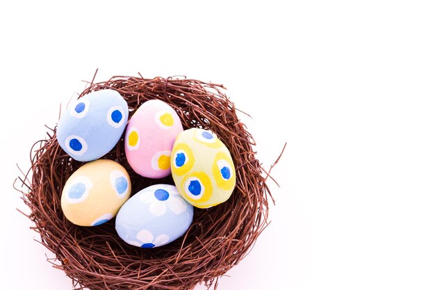 Hand painted Easter eggs with rought strokes of the brush.