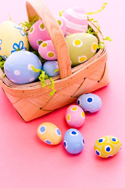 Hand painted Easter eggs with rought strokes of the brush.