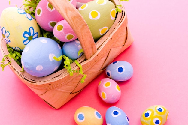 Hand painted Easter eggs with rought strokes of the brush.