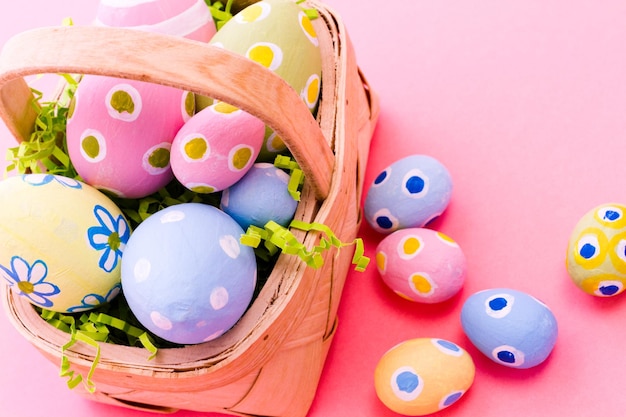 Hand painted Easter eggs with rought strokes of the brush.